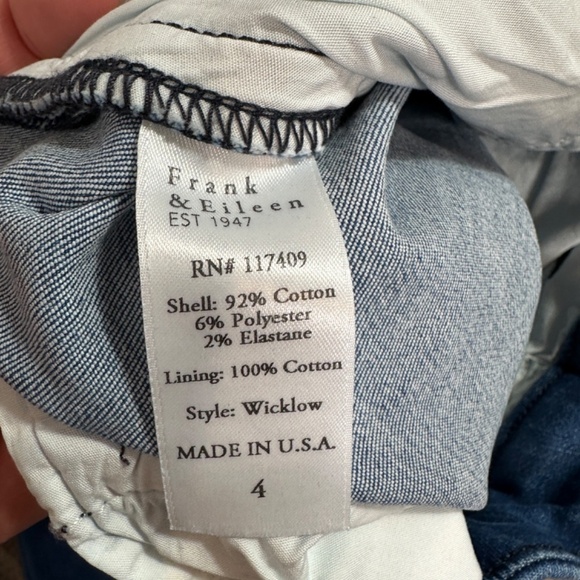 NWT FRANK & EILEEN Wicklow 1977 Wash Italian Performance Denim Women's Size 4 - Picture 11 of 11